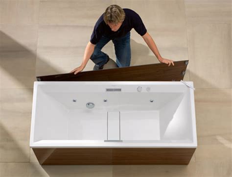 Duravit 700355000000090 bathtub architect with integrated panel and flange, 60 x 30, white, right drain. Skirted Tubs - new Bathtub Panels 'Easy Click' by Duravit