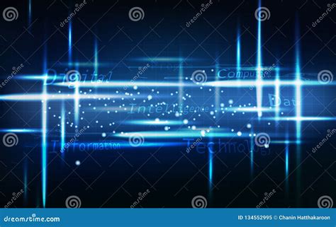 Blue Technology Abstract Neon Glowing Bright Digital Message With