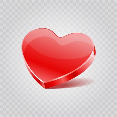 Premium Vector Red Shiny Heart Shape Isolated On Transparency Illustration