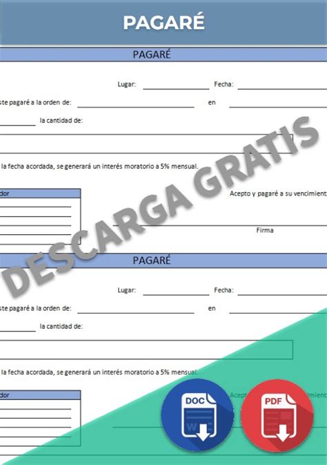 El Pagaré Ejemplos Formatos Word Excel