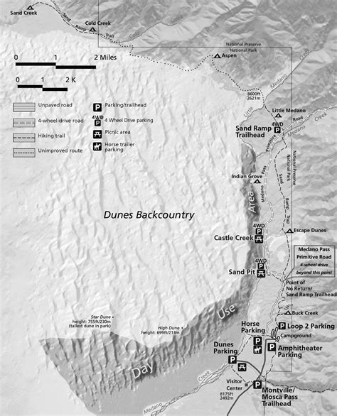 Backpacking Map For Great Sand Dunes National Park Backcountry Camping