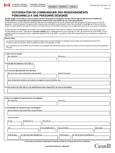 2021 2024 Formulaire Canada Imm 5475 F Remplir En Ligne Imprimé