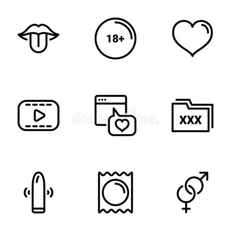 set of black vector icon isolated on white background on theme sex love stock vector