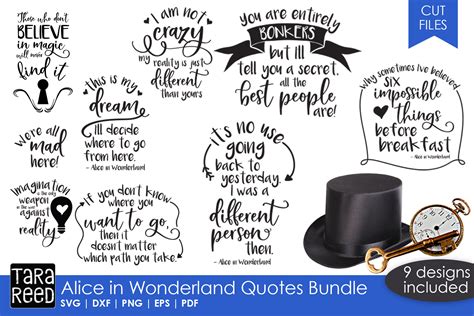 Alice In Wonderland Quotes Bundle Graphic By Tarareeddesigns · Creative