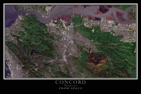 The Concord California Satellite Poster Map Map Poster Concord