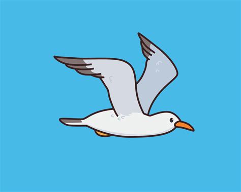 ilustração de desenhos animados de gaivota voando 14020443 Vetor no