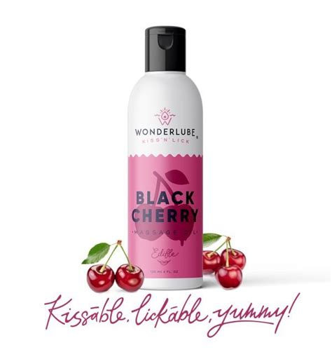 Wonderlube Kiss N Lick Edible Massage Oil Black Cherry 120ml