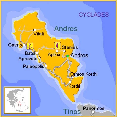 Andros Map Greece In Details