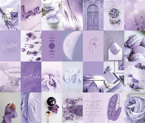 120pcs Pastel Purple Lavender Photo Collage Kit Aesthetic Etsy