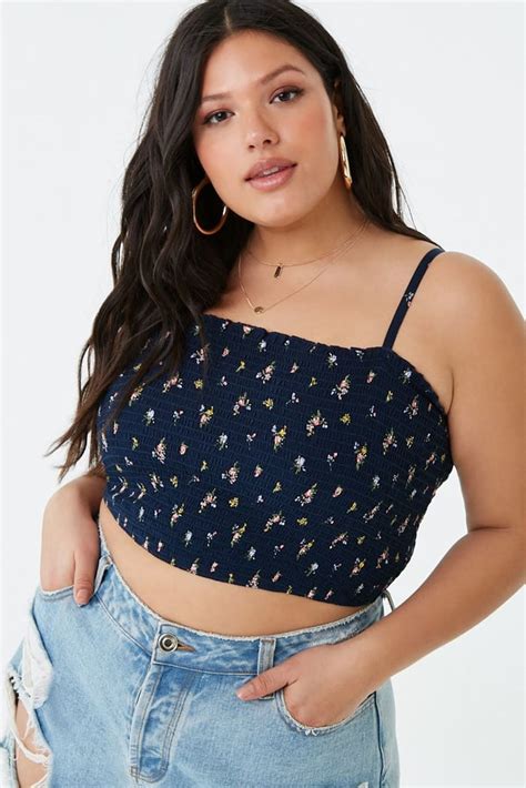 Forever 21 Plus Size Floral Print Cropped Cami Kendall Jenners