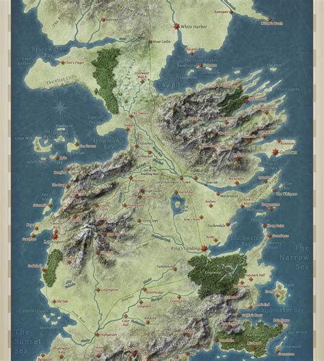 Song Of Fire And Ice Detail Map Of The Center Of The World Westeros