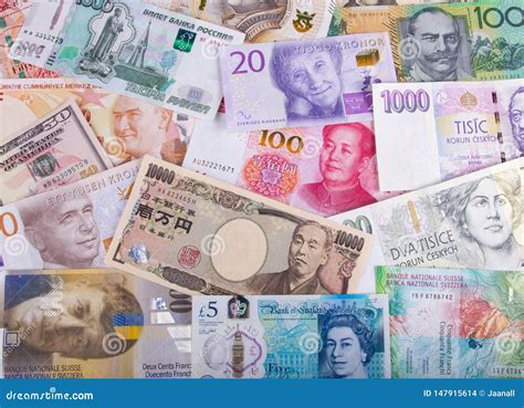 Different Paper Currencies From Around The World Editorial Stock Image