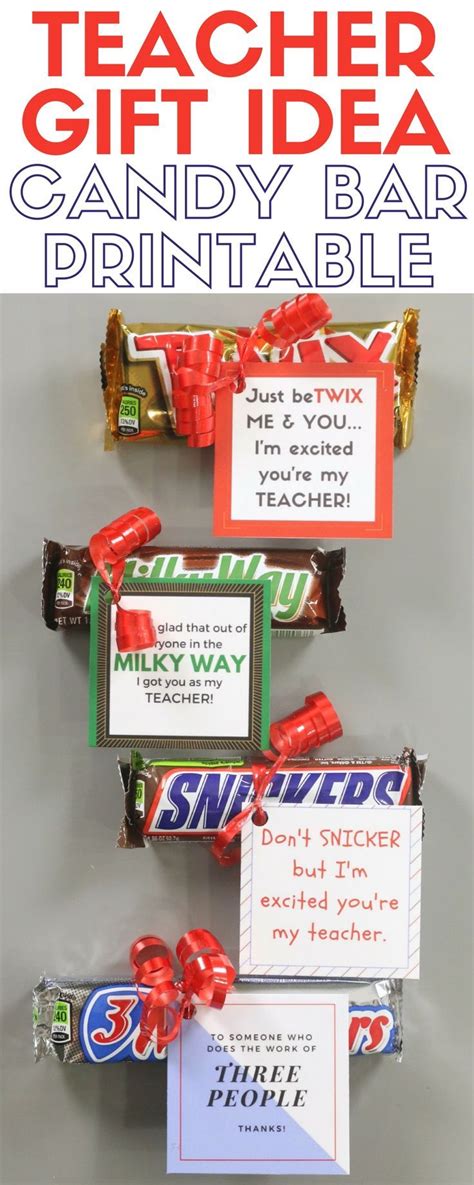 So here are the most popular homemade gifts for… 22. How to Make a Printable Candy Bar Wrapper Teacher Gift ...