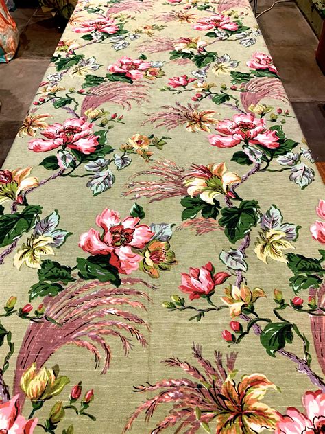 stunning-asian-inspired-floral-barkcloth-fabric-cohama-hand-printed