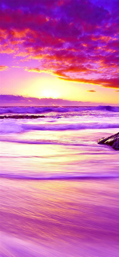 1242x2688 Purple Beach Sunset 4k Iphone Xs Max Hd 4k