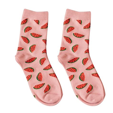 casual women winter cotton fruit watermelon printing breathable long socks in socks from