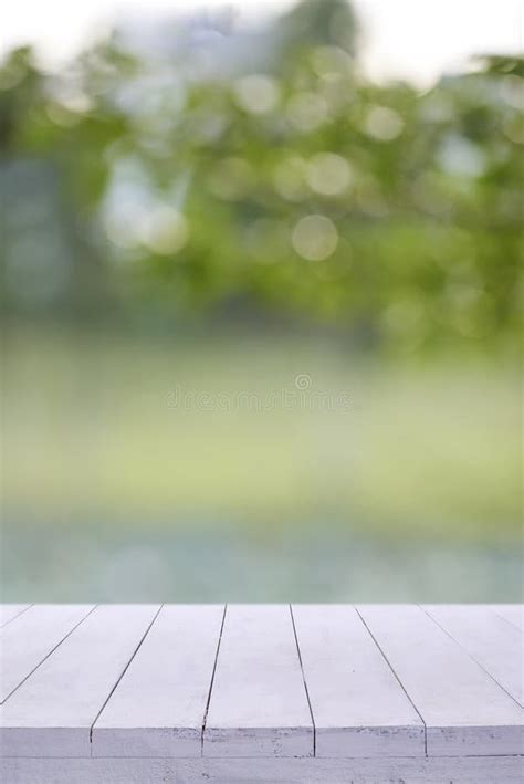 Wooden Board Empty Table Front Blurred Background Perspec Stock Photos