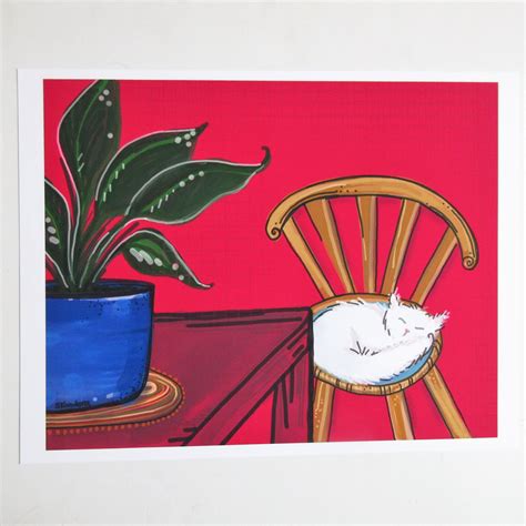 Sleeping Cat Illustration This Cozy Whimsical Piece Is A Print Made