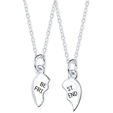 Unwritten Split Heart Best Friends Two Piece Pendant Necklace Set In Sterling Silver Heart
