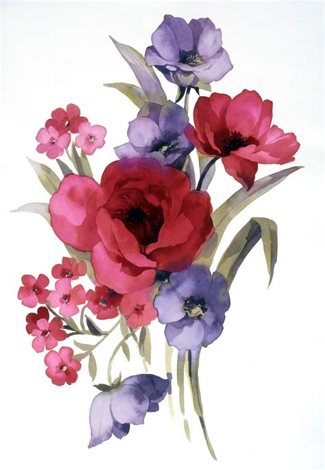 Watercolour Bouquet Of Varİous Flower Joy Design Studio