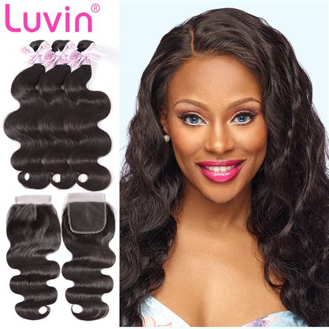Luvin 30 40 Inch Brazilian Hair Weave Bundles Body Wave Human Hair 3 4