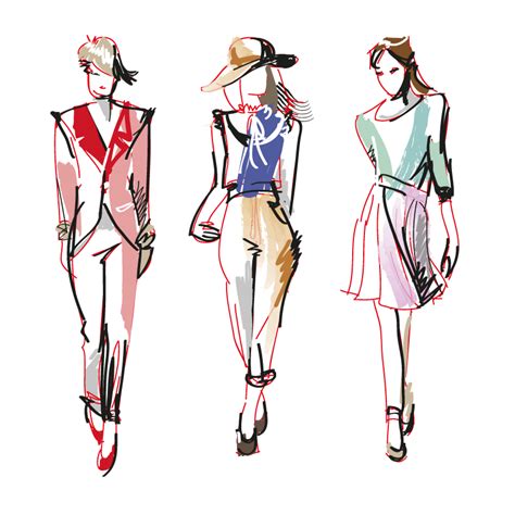 Three Women In Dresses And Hats Walking Down The Runway