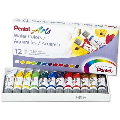 Pentel Water Colors Tinta Aquarela Tubo 12 Cores Wfrs 2 Tintas