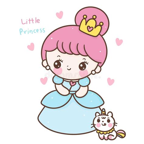 Flat Unicorn Fairy Cartoon Pony Child Vector With Princess Kawaii Girl