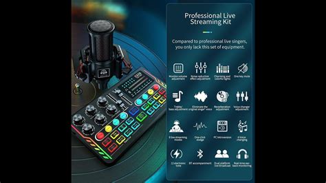 Podcast Microphone Live Sound Card Kit Y10 Studio Condenser Mic And P2