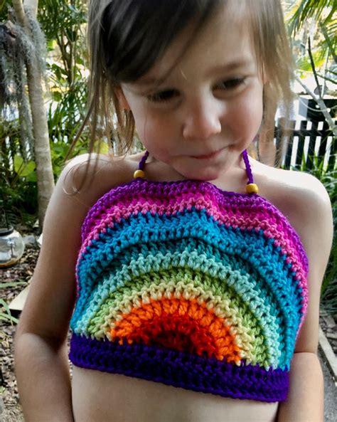 Crochet Rainbow Halter Crop Top Crochet Festival Top Etsy
