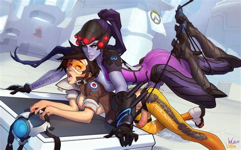 Tracer And Widowmaker Overwatch Drawn By Incase And Vintem Danbooru