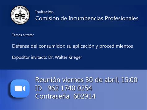 Reunión Viernes 30 De Abril De 2021 1500 Colegio De Abogados De