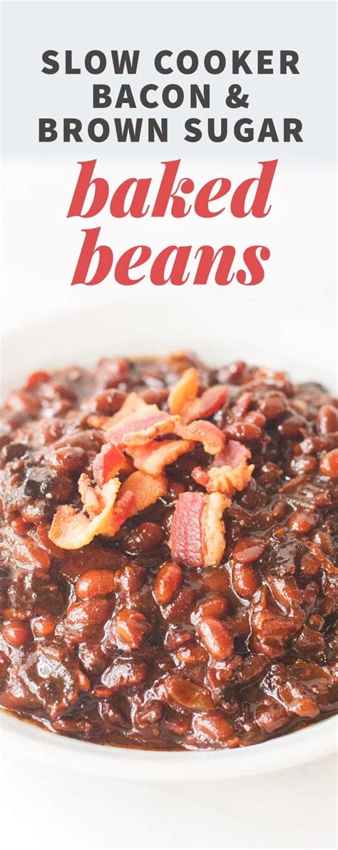 slow cooker bacon brown sugar baked beans wholefully