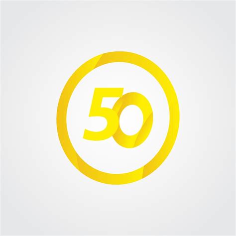 50 Anniversary Celebration Circle Yellow Number Vector Template Design