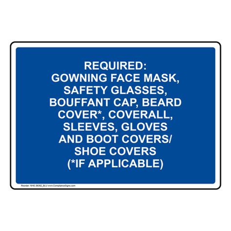 Ppe Eye Sign Required Gowning Face Mask Safety Glasses