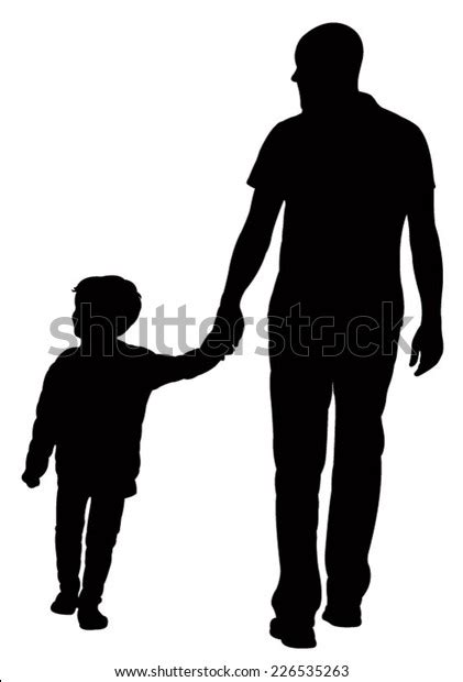 Vector De Stock Libre De Regalías Sobre Padre E Hijo Caminando