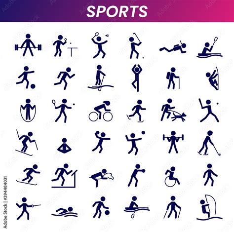 Sports Icon Collection Athlete Silhouette Symbols Set Of Sports Icons