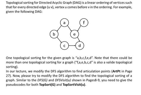 Solved Topological Sorting For Directed Acyclic Graph Dag