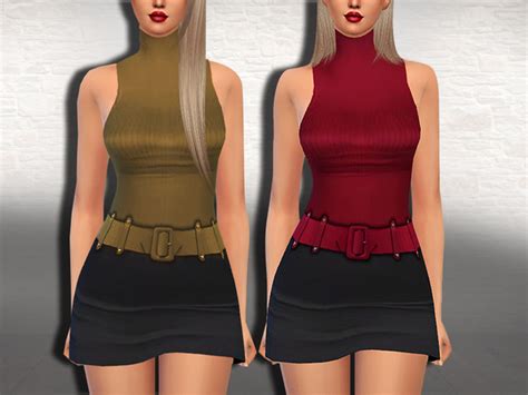 Office Lady Belt Outfits By Saliwa At Tsr Sims 4 Updates