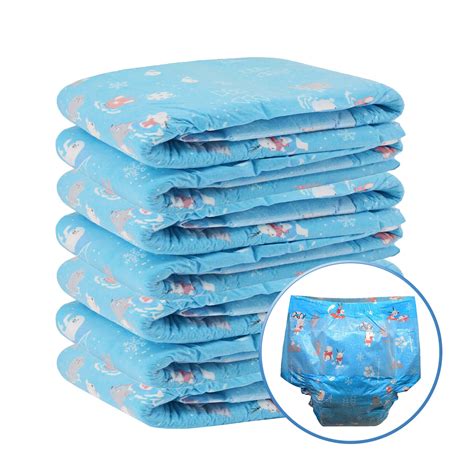 3d Leakproof Abdl Adult Baby Diapers Elastic Waistline Blue Printed