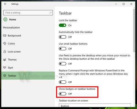 Disable Taskbar Badges In Windows 10