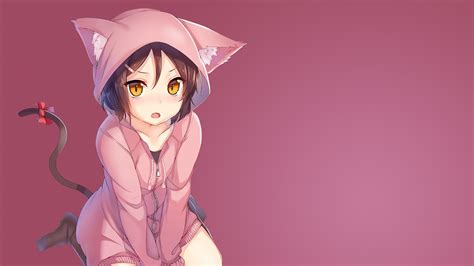 Pink Anime Cat Girl Wallpaper Backiee