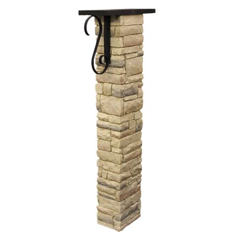 Buy Eye Level Beige Cast Stone Mailbox Post With Decorative Scroll In