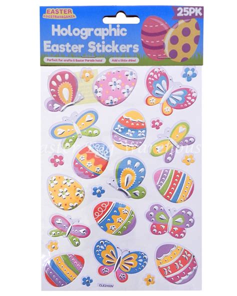 Holographic Easter Stickers 25 Pk Butterflies And Eggs Easter Egg