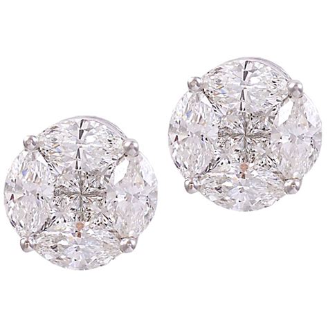 Diamond Illusion Set Earrings Stud Earrings Diamond Studs Vintage