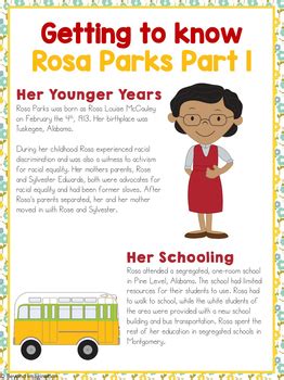 Rosa Parks Activity Pack Grades 3-6 | Printable Worksheets | Black