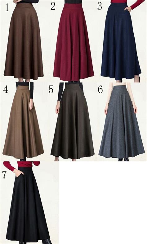 Long Maxi Wool Skirt Vintage 1950s Elastic Waist Wool Skirt Etsy