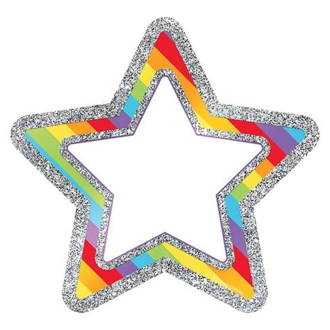 Carson Dellosa Cd 120246 3 Rainbow Glitter Stars Cut Outs Sparkle And Shine Pack Of 3 Walmart