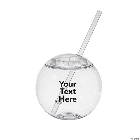 Personalized Open Text Round Cups With Lids And Straws 25 Pc
