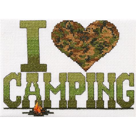I Love Camping Mini Counted Cross Stitch Kit 65x475 14 Count